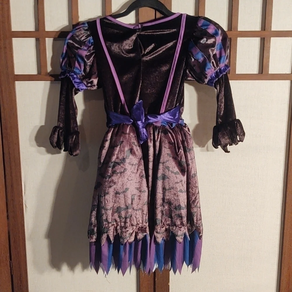 Spooktacular Creations Purple and Black Witch Dress with Puffed Sleeves Sz S